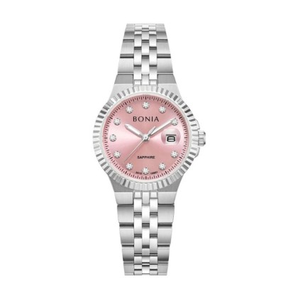 Bonia Elegance BNB10951-4377 Pink Dial Sapphire Crystal Glass Women Watch